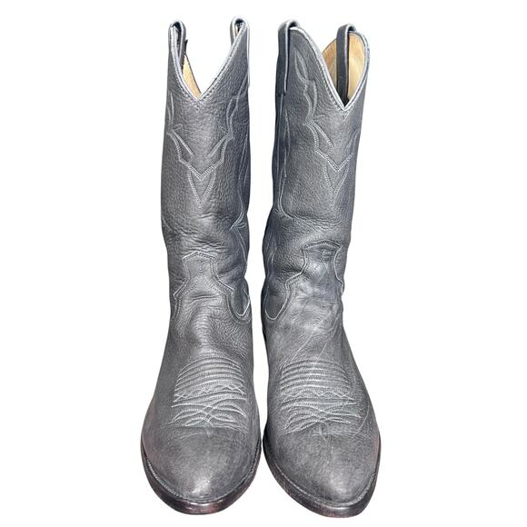 Vintage Dan Post Made in USA Grey Leather Cowboy Boots 11 D main image 8
